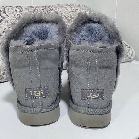 UGG Women's Classic Mini Fluff High-Low Boot in Gray-Blue Size 9 - Picture 6 of 8